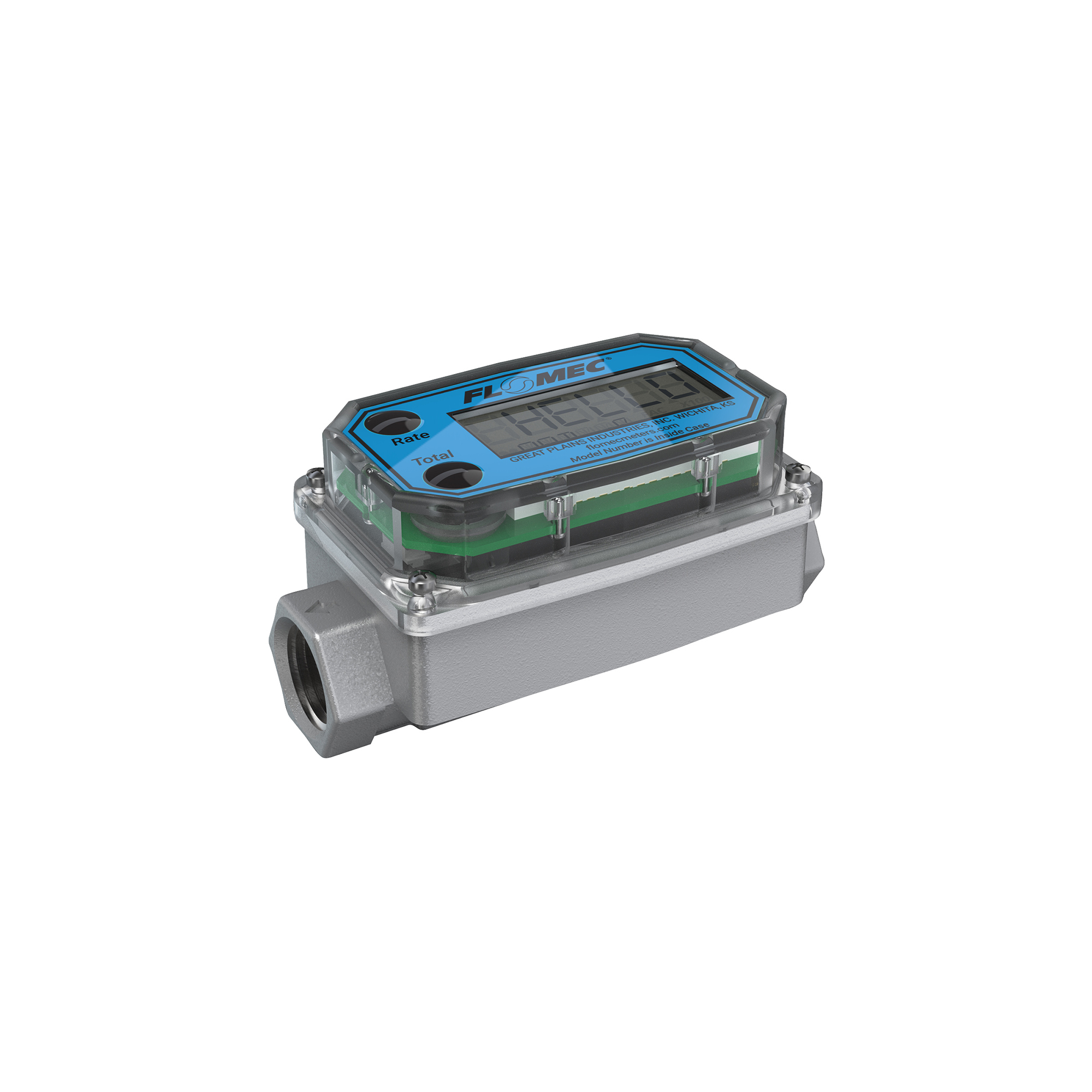 1/2" NPT Turbine Flow Meter, Battery Powered Display, Aluminum Body for Solvents and Fuel